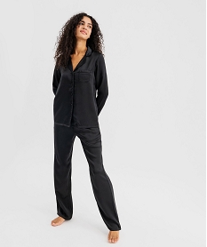 pyjama 2 pieces en satin femme noir pyjamas ensembles vestesG576101_2