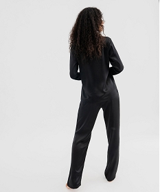 pyjama 2 pieces en satin femme noir pyjamas ensembles vestesG576101_3