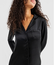 pyjama 2 pieces en satin femme noir pyjamas ensembles vestesG576101_4