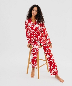 GEMO Pyjama 2 pièces en satin femme rouge standard