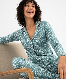 GEMO Pyjama deux pièces femme : chemise et pantalon vert standard