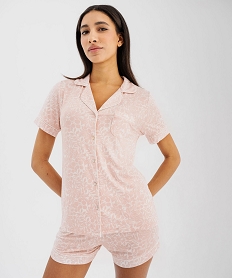 GEMO Pyjashort fluide avec haut chemise femme rose standard