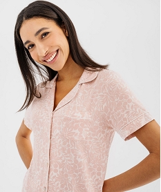 pyjashort fluide avec haut chemise femme rose pyjamas ensembles vestesG576901_2