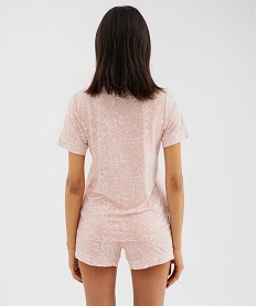 pyjashort fluide avec haut chemise femme rose pyjamas ensembles vestesG576901_3