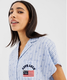 pyjashort en voile de coton gaufre femme - lulucastagnette bleu standard pyjamas ensembles vestesG577401_4