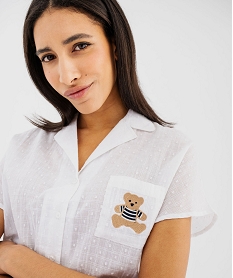 pyjashort en voile de coton plumetis femme - lulucastagnette blanc pyjamas ensembles vestesG577501_2
