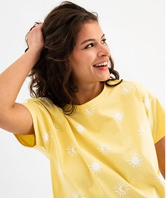 pyjashort en coton imprime femme jaune standard pyjamas ensembles vestesG577701_4