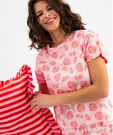 pyjashort en coton imprime femme rose standard pyjamas ensembles vestesG577801_2