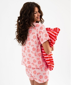 pyjashort en coton imprime femme rose standard pyjamas ensembles vestesG577801_3