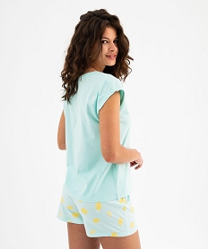 pyjashort en coton imprime femme bleu standard pyjamas ensembles vestesG577901_3