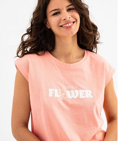 pyjashort en coton imprime femme rose standard pyjamas ensembles vestesG578001_2