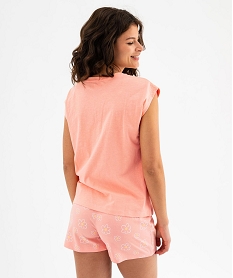 pyjashort en coton imprime femme rose standard pyjamas ensembles vestesG578001_3