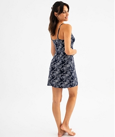 nuisette en viscose avec col v dentelle et fines bretelles femme bleu nuisettes chemises de nuitG578101_3