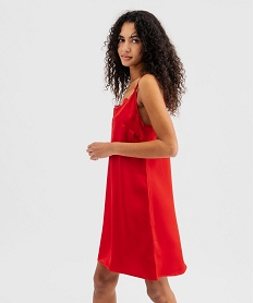 GEMO Nuisette à fines bretelles en satin et dentelle femme rouge standard