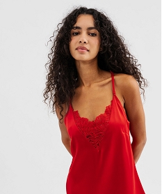 nuisette a fines bretelles en satin et dentelle femme rouge nuisettes chemises de nuitG578401_2