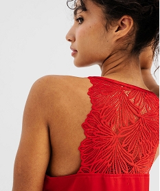 nuisette a fines bretelles en satin et dentelle femme rouge nuisettes chemises de nuitG578401_4