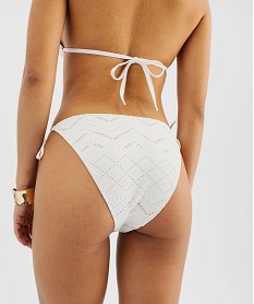 bas de maillot de bain forme culotte bresilienne effet brode femme blancG579701_2