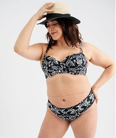 haut de maillot de bain a motifs fleuris forme emboitante femme grande taille noir standard haut de maillots de bainG580601_3