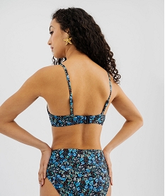 haut de maillot de bain imprime forme corbeille femme bleu standardG581401_2