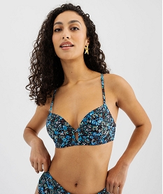 haut de maillot de bain imprime forme corbeille femme bleu standardG581401_4