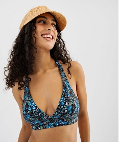 haut de maillot de bain triangle avec mousses amovibles femme bleu standardG582101_4