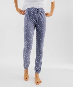GEMO Pantalon de pyjama en maille fine avec bas resserré femme Violet