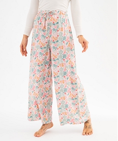 GEMO Pantalon de pyjama ample à motifs fleuris femme Orange