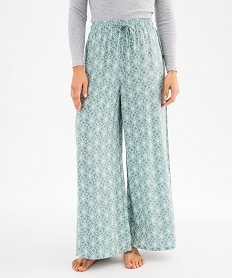 GEMO Pantalon de pyjama ample à motifs fleuris femme vert standard