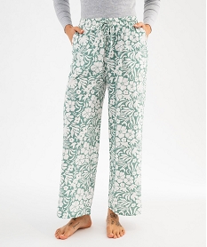GEMO Pantalon de pyjama ample en coton femme vert standard