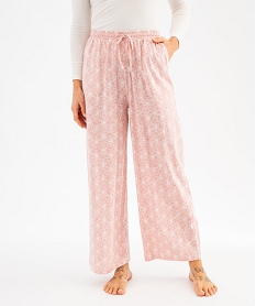 GEMO Pantalon de pyjama ample en coton femme rose standard