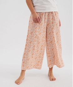 GEMO Pantalon de pyjama fluide imprimé femme orange standard