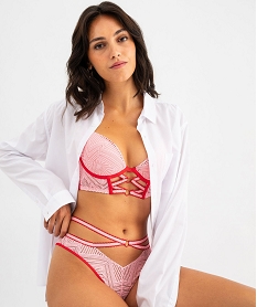 GEMO Soutien-gorge push-up forme bustier avec détails coeurs rose standard