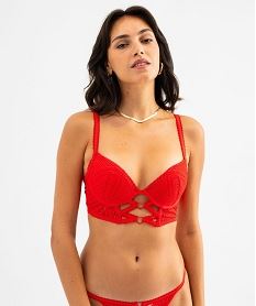 soutien-gorge push-up forme bustier avec details coeurs rouge soutien gorge avec armaturesG584601_4
