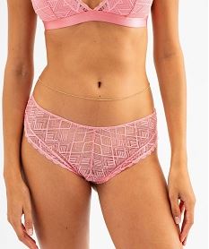 shorty en microfibre et dentelle femme rose shortiesG591901_4