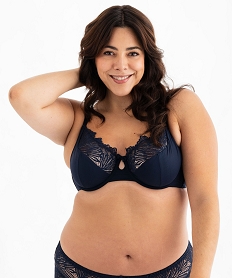 soutien-gorge emboitant en microfibre et dentelle femme grande taille bleuG595301_2