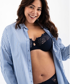 soutien-gorge emboitant en microfibre et dentelle femme grande taille bleuG595301_4