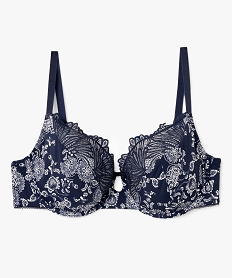 GEMO Soutien-gorge emboitant en microfibre et dentelle femme grande taille imprime fleurs