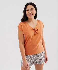 GEMO Haut de pyjama à col V sans manches femme orange standard