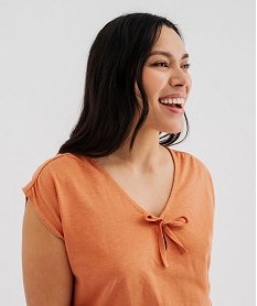 haut de pyjama a col v sans manches femme orange standard hauts de pyjamaG596301_2