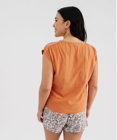 haut de pyjama a col v sans manches femme orange standard hauts de pyjamaG596301_3