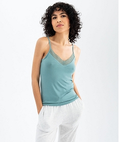haut de pyjama a fines bretelles et dentelle femme vert hauts de pyjamaG597001_2