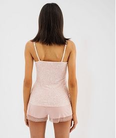 haut de pyjama a fines bretelles et dentelle femme rose hauts de pyjamaG597101_3