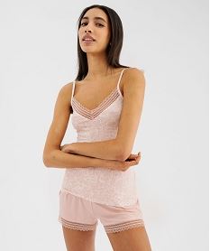 haut de pyjama a fines bretelles et dentelle femme rose hauts de pyjamaG597101_4