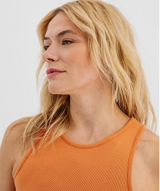 debardeur lingerie en maille cotelee femme orange standard hauts de pyjamaG597701_2