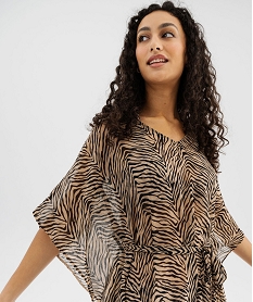 robe de plage en voile a motifs femme brun vetements de plageG597801_2