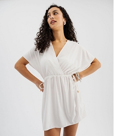 robe de plage ample et fluide a col cache-cœur blanc vetements de plageG597901_2