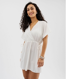 robe de plage ample et fluide a col cache-cœur blanc vetements de plageG597901_4