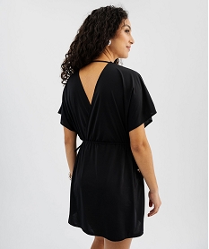 robe de plage ample et fluide a col cache-cœur noir standard vetements de plageG598001_4