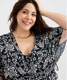 robe de plage a motifs fleuris femme grande taille noir standard vetements de plageG598101_2