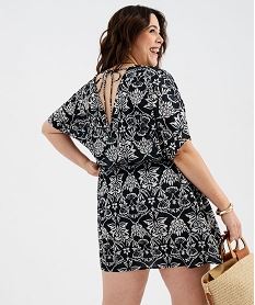robe de plage a motifs fleuris femme grande taille noir standard vetements de plageG598101_3